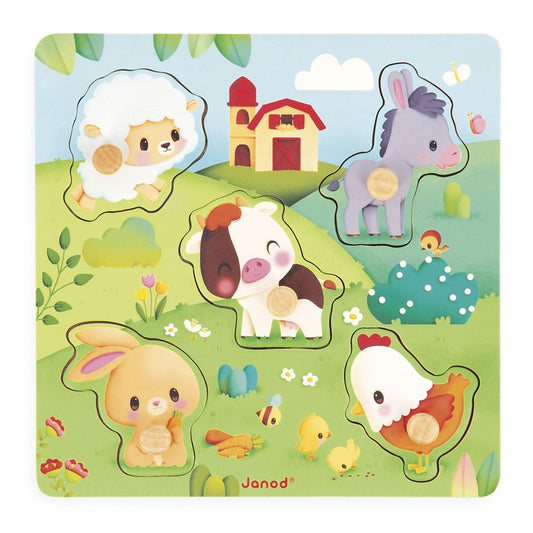 Janod - Tactile Farm Peg Puzzle