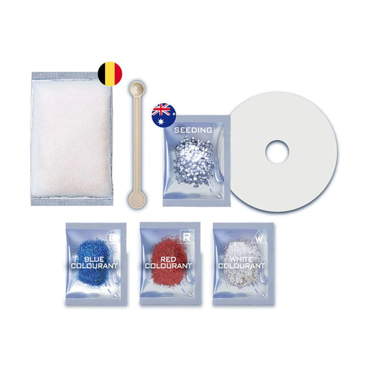 4M crystal growing - colouring changing display