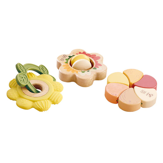 Hape - Artful flowers rattle trio