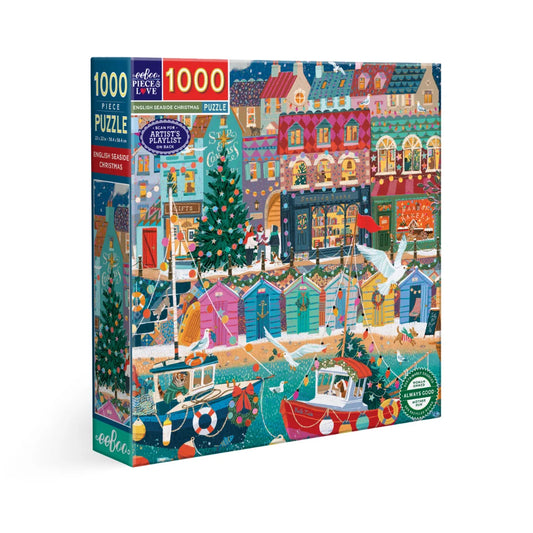 eeBoo 1000 pce puzzle - English seaside Christmas
