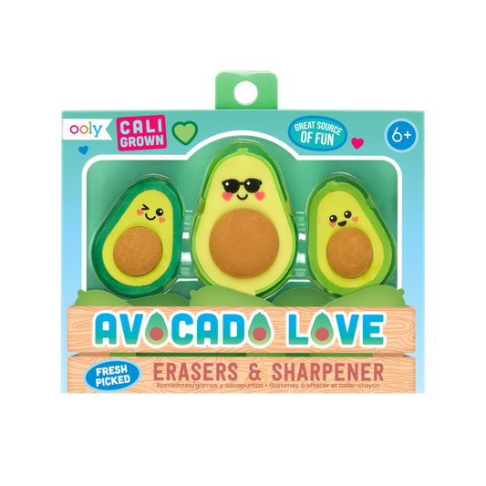 avocado love- erasers and sharpener