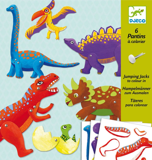 jumping jacks to colour in- dino