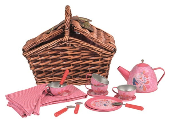 Tin tea cheap set with basket