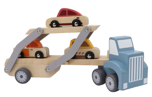 Wooden car transporter set