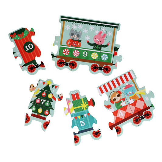 Christmas train shaped floor puzzle 30pc