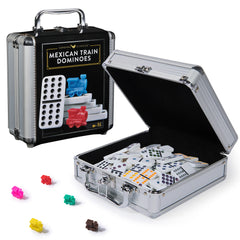 Mexican train dominoes in carry case