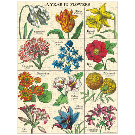 Vintage mini puzzle - A year in flowers 240 pce