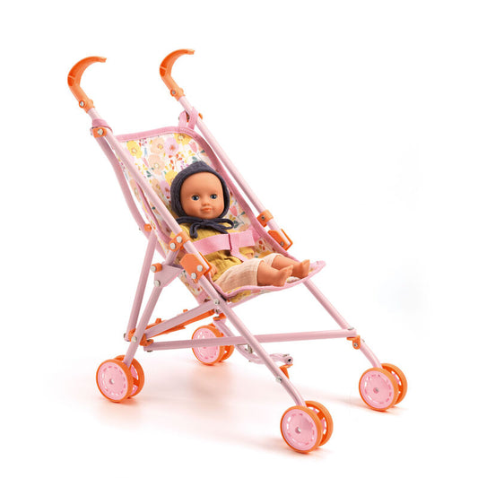 Pomea pink flower doll umbrella stroller