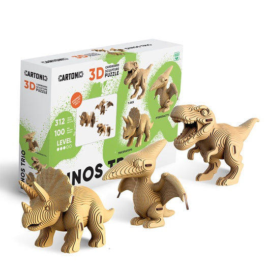 3D dinos trio cardboard puzzle