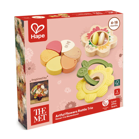 Hape - Artful flowers rattle trio