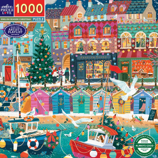 eeBoo 1000 pce puzzle - English seaside Christmas