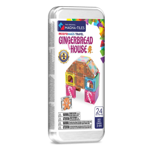 MAGNA‑TILES microMAGS Gingerbread House 24‑Piece Travel Set