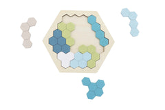 wooden hexagon & pentomino brainteaser puzzle