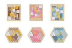 wooden hexagon & pentomino brainteaser puzzle