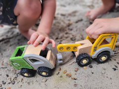 calm and breezy construction truck with rubber wheels