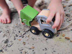 calm and breezy construction truck with rubber wheels