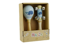 calm & breezy wooden maraca & bell stick set