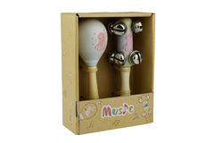 calm & breezy wooden maraca & bell stick set