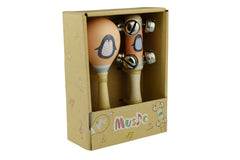 calm & breezy wooden maraca & bell stick set