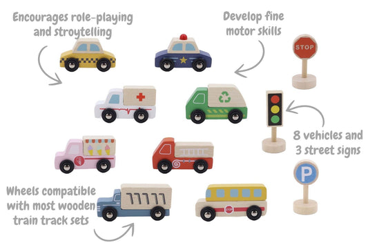 Wooden box transportation & street sign set