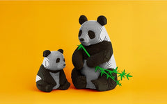 3D panda family cardboard puzzle