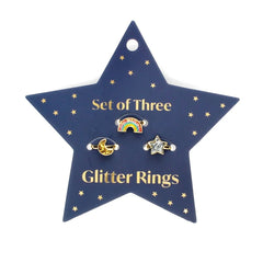 Rex London Glitter Rings/3 - Star, Rainbow & Moon