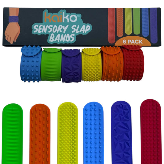 vibrant sensory slap bands - textured silicone (6 pack)