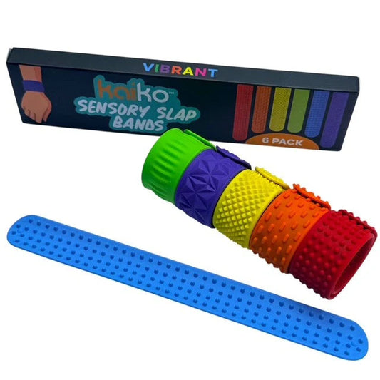 vibrant sensory slap bands - textured silicone (6 pack)