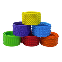 vibrant sensory slap bands - textured silicone (6 pack)