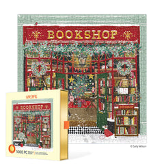 Werkshoppe 1000pc premium puzzle - Gold foil Festive bookshop