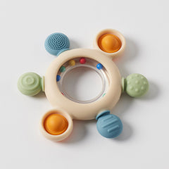 Sensory Beaded Silicone & Wood Teether - earth