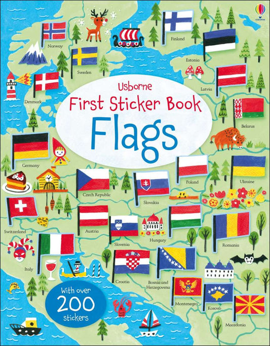 first sticker book flags