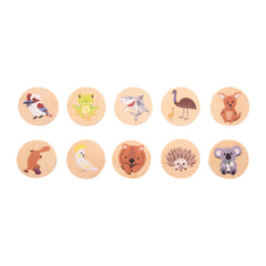 Aussie animals wooden memory game