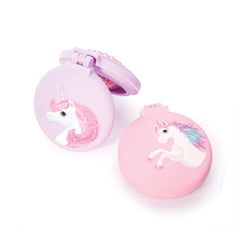 Unicorn compact hairbrush/mirror - 3 assorted