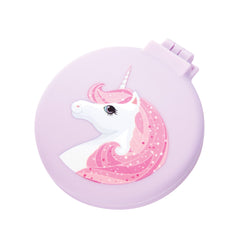 Unicorn compact hairbrush/mirror - 3 assorted