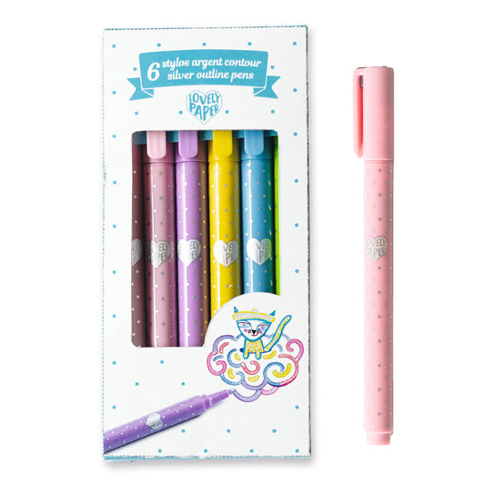 silver outline pens