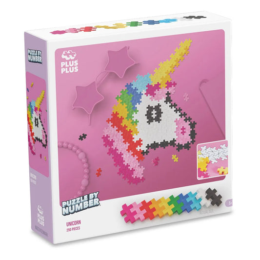 plus plus puzzle by number - unicorn 250pc