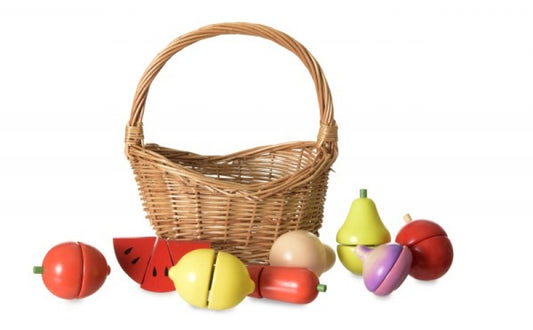 Fruits, Vegetables & knife in a Basket