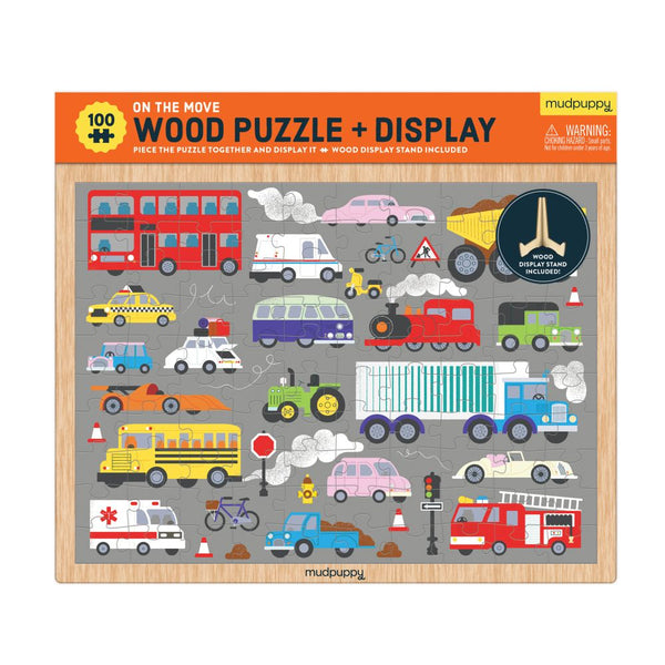 100 pce wood puzzle and display on the move