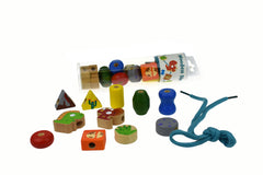 wooden lacing bead set