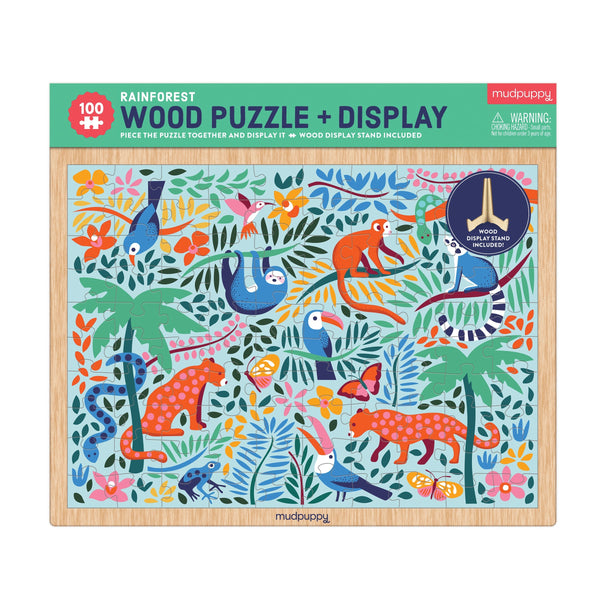 rainforest wood puzzle & display- 100pc