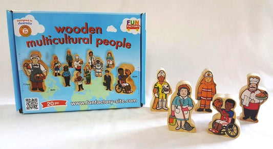 wooden multicultural people