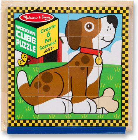 wooden cube puzzle- pets