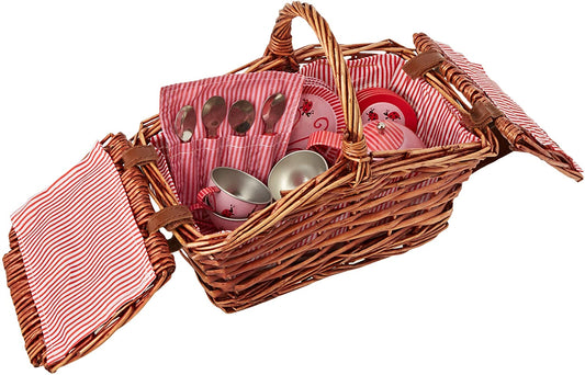 Tin Tea Set in a Basket