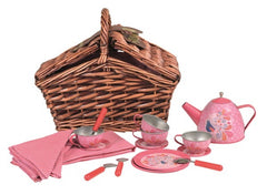 Tin Tea Set in a Basket