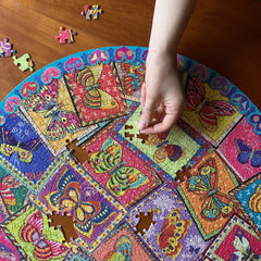 vintage butterflies 500pc round puzzle