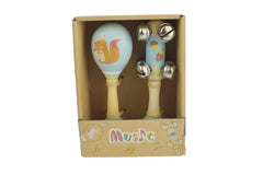 calm & breezy wooden maraca & bell stick set