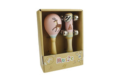 calm & breezy wooden maraca & bell stick set