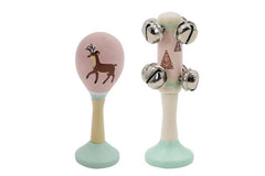 calm & breezy wooden maraca & bell stick set