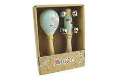 calm & breezy wooden maraca & bell stick set